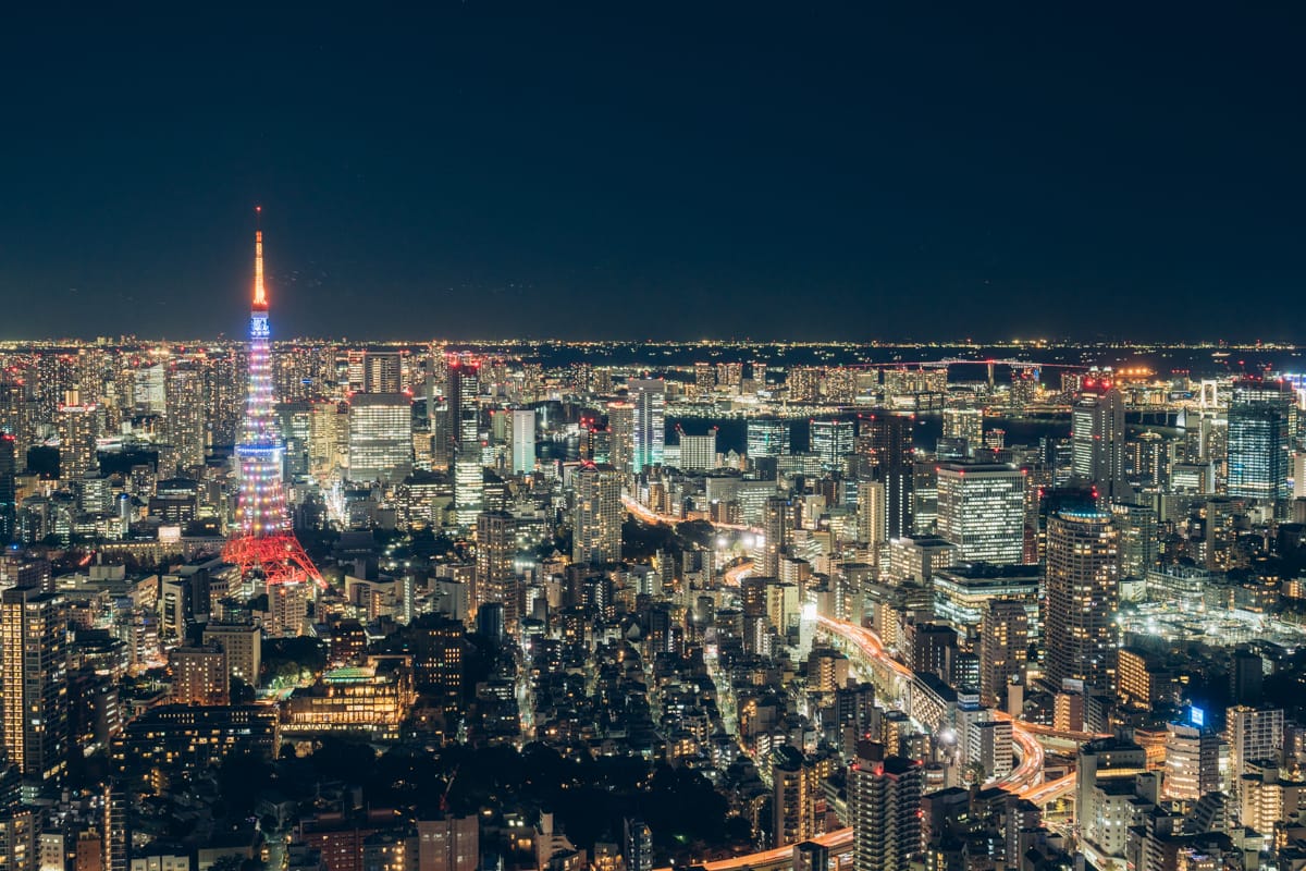 六本木ヒルズ展望台「東京シティビュー」から撮影した夜景