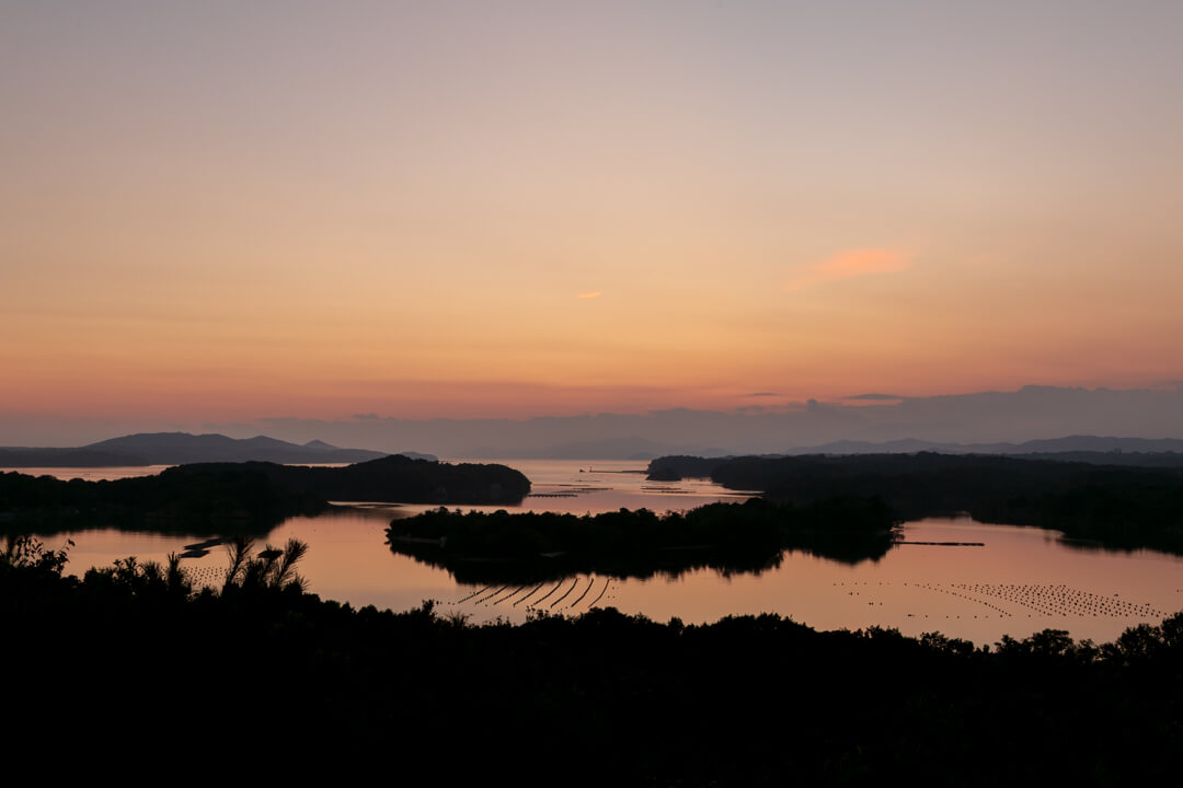 ともやま公園・桐垣展望台から撮った日没直後の景色