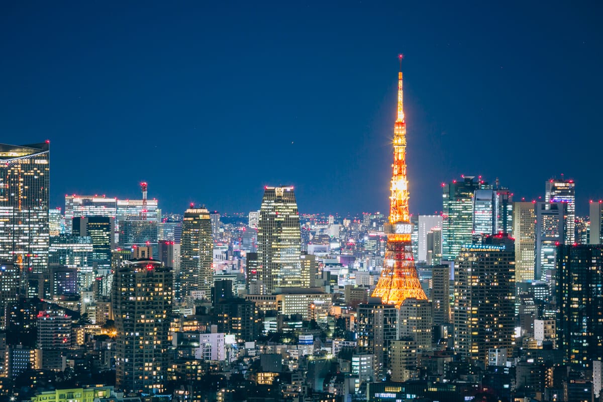 恵比寿ガーデンプレイス展望台から撮影した東京タワーの写真