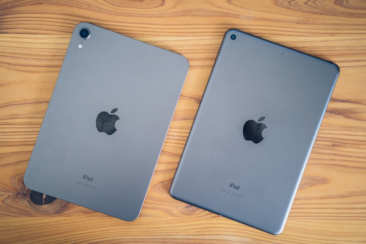 iPad mini（第6世代）とiPad mini（第５世代）のデザインを比較した写真