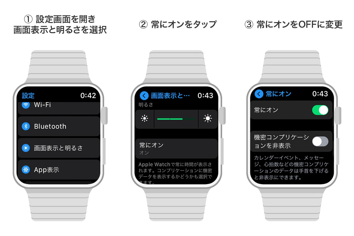 Apple Watchの常時点灯をオフに設定する方法