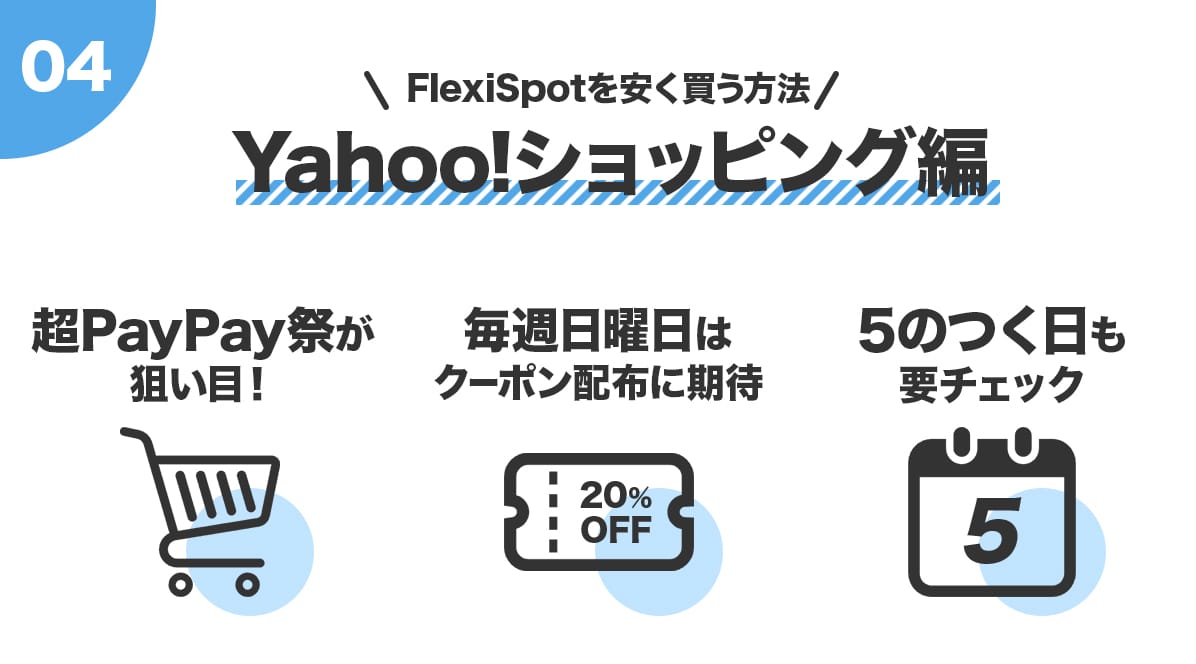 Yahoo!ショッピングのFlexiSpotセールの特徴