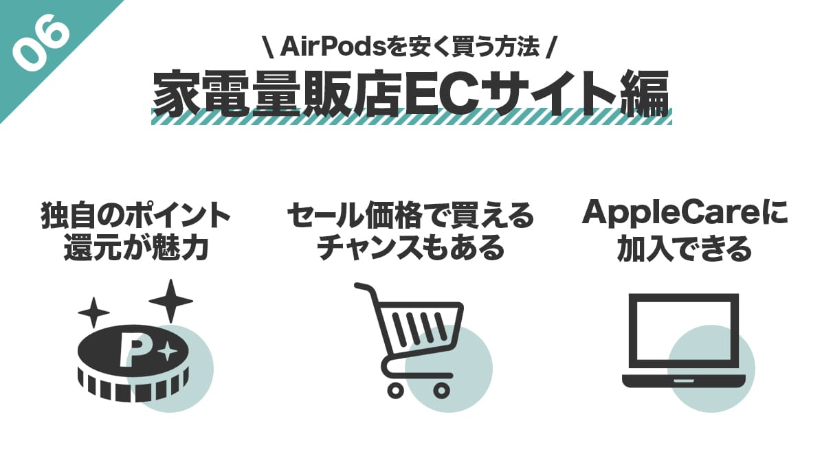 家電量販店ECサイトでAirPods・AirPods proを安く購入する方法